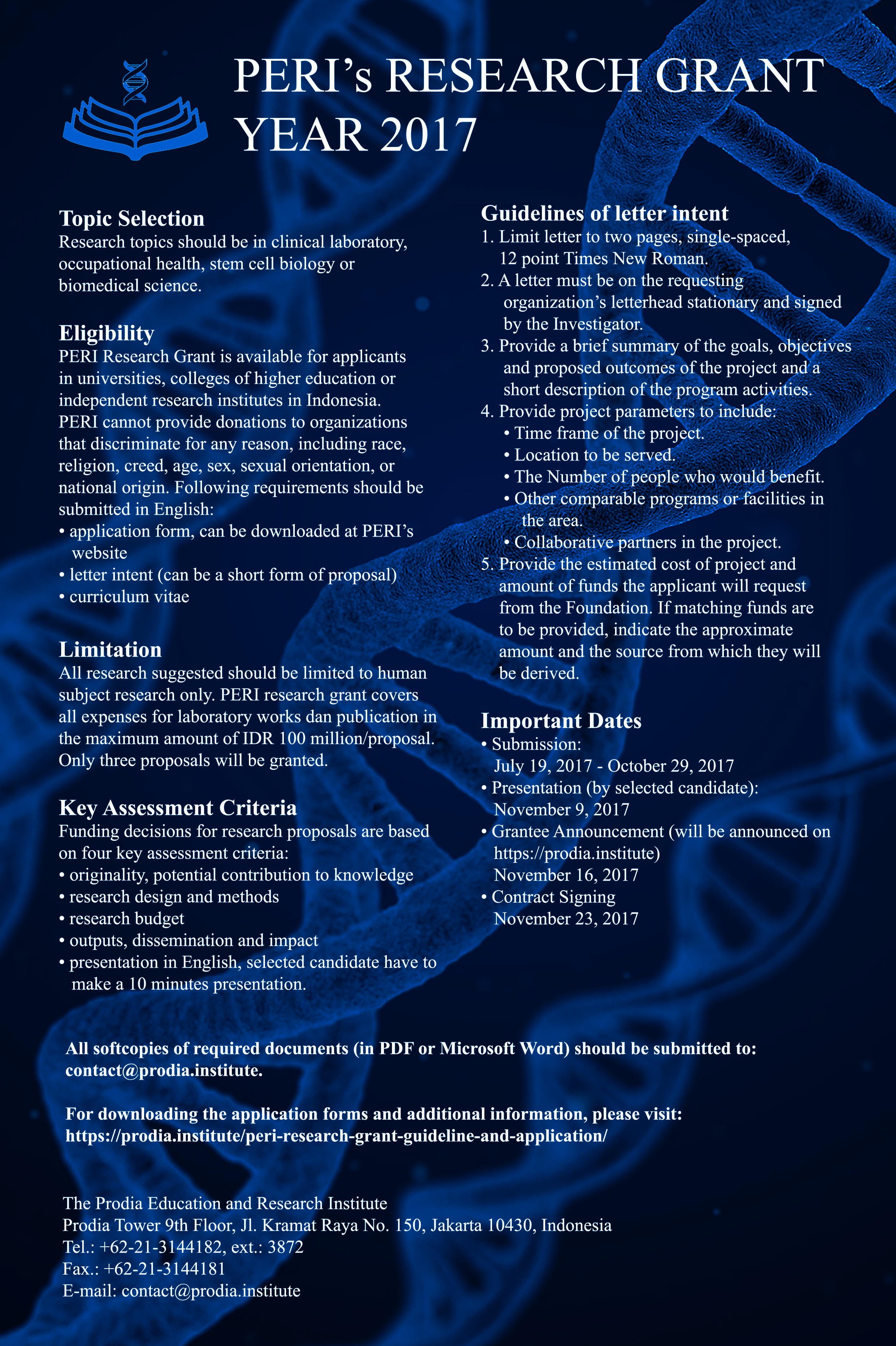 poster PERI Research Grant baru bmznwd - PERI Research (Prodia Education and Research Intitute)