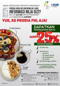Uji Pangan, Ke Prodia FHL Aja! Keringanan Biaya hingga 25% untuk Uji Nilai Gizi, Kafein dan Kimia Air