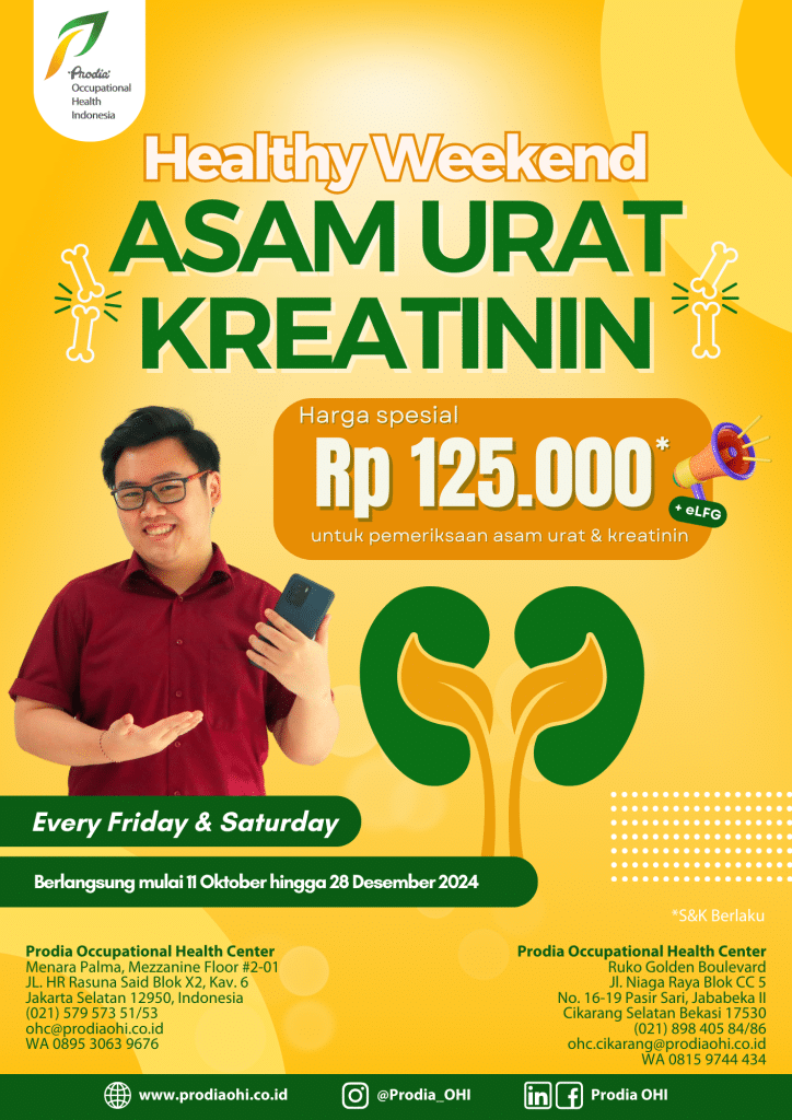 Harga Spesial Rp 125.000 untuk pemeriksaan Asam urat, Kreatinin dan eLFG, Setiap Hari Jumat dan Sabtu