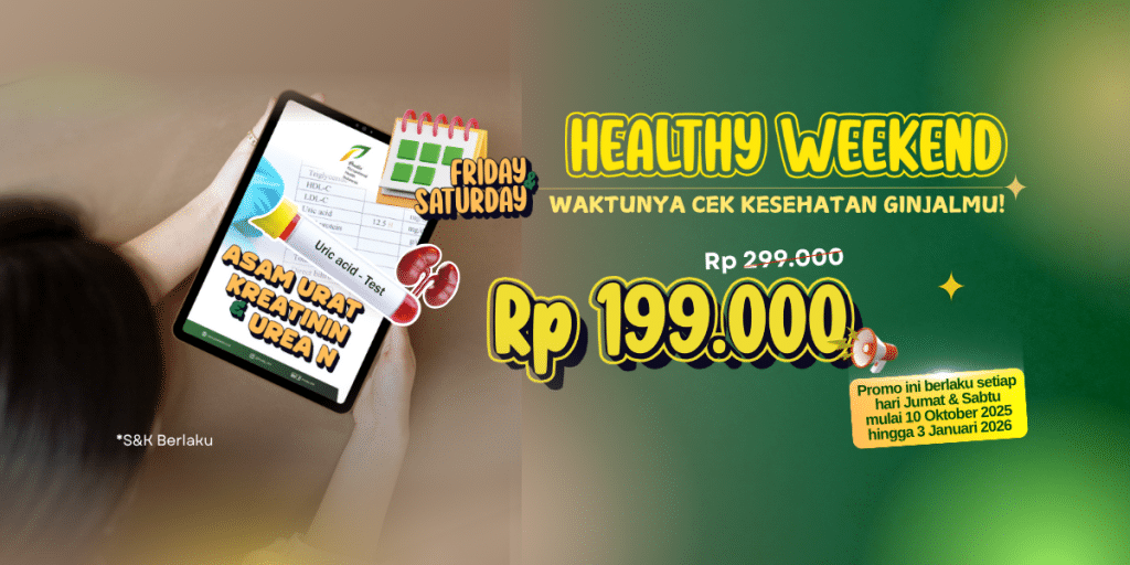 Dapatkan pemeriksaan fungsi ginjal, yaitu Asam Urat, Kreatinin, Urea N, Ureum, dan eLFG hanya Rp 199.000 dalam Healthy Weekend setiap Jumat & Sabtu, 10 Oktober 2025 hingga 3 Januari 2026