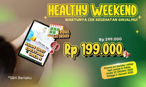 Dapatkan pemeriksaan fungsi ginjal, yaitu Asam Urat, Kreatinin, Urea N, Ureum, dan eLFG hanya Rp 199.000 dalam Healthy Weekend setiap Jumat & Sabtu, 10 Oktober 2025 hingga 3 Januari 2026