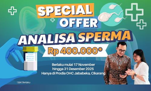 Promo Pemeriksaan Analisa Sperma Rp 400.000 di Prodia OHC Jababeka, Cikarang. Jadwalkan pemeriksaan Anda!