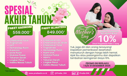 Paket pemeriksaan dengan harga hemat, dan dapatkan tambahan diskon 10% untuk pemeriksaan 2 orang