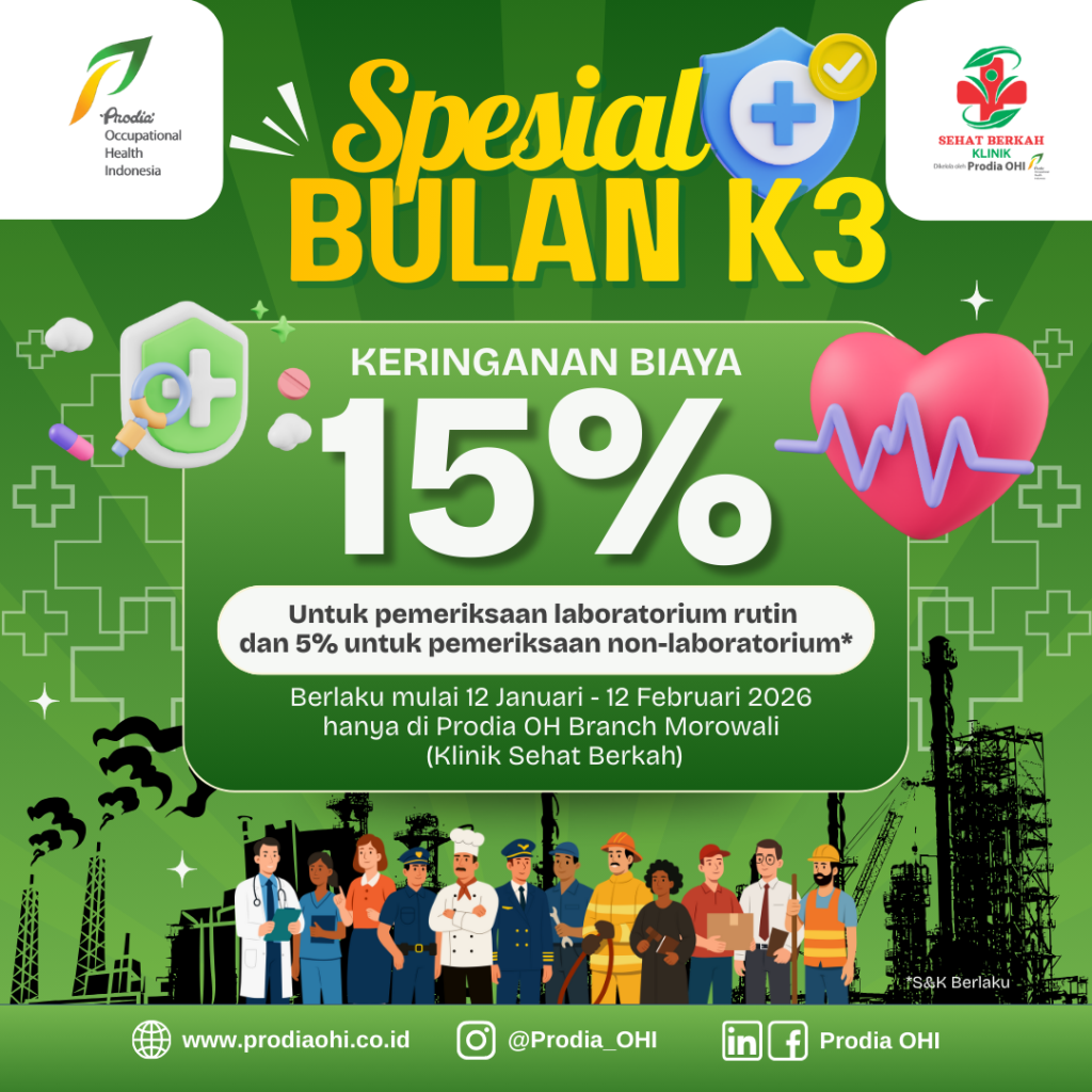 Spesial Bulan K3 Keringanan Biaya Hingga 15% Khusus Pemeriksaan di Prodia OHB Morowali (Klinik Sehat Berkah) mulai 12 Januari hingga 12 Februari 2026